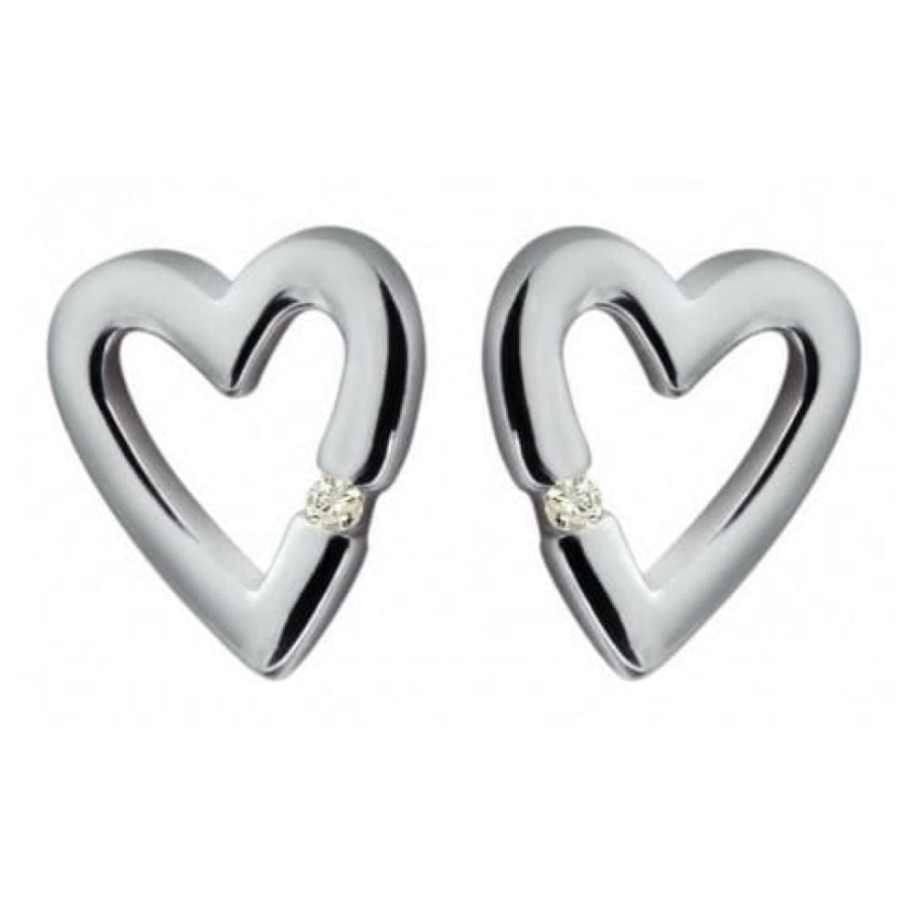 Ladies Silver Cut-Out Heart Earrings
