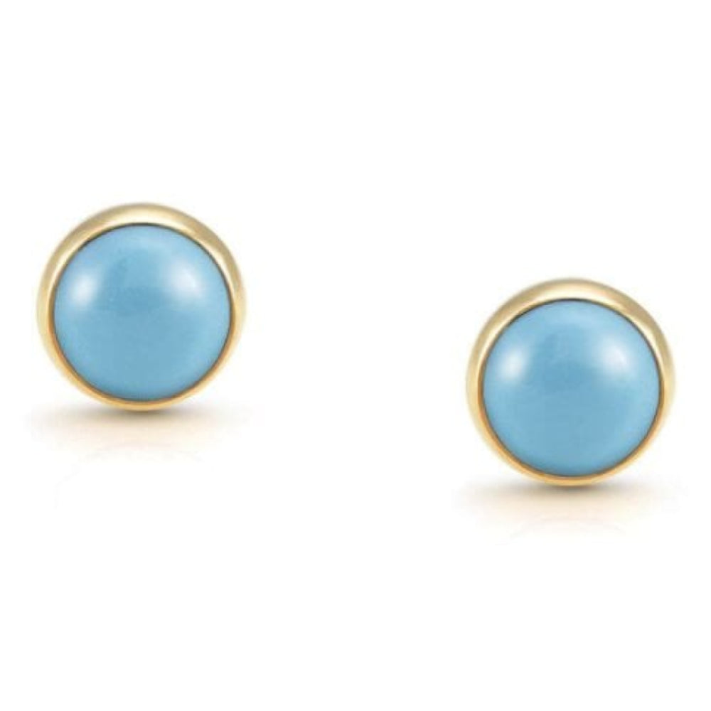 18k Gold Plated With Turquoise Round Earrings