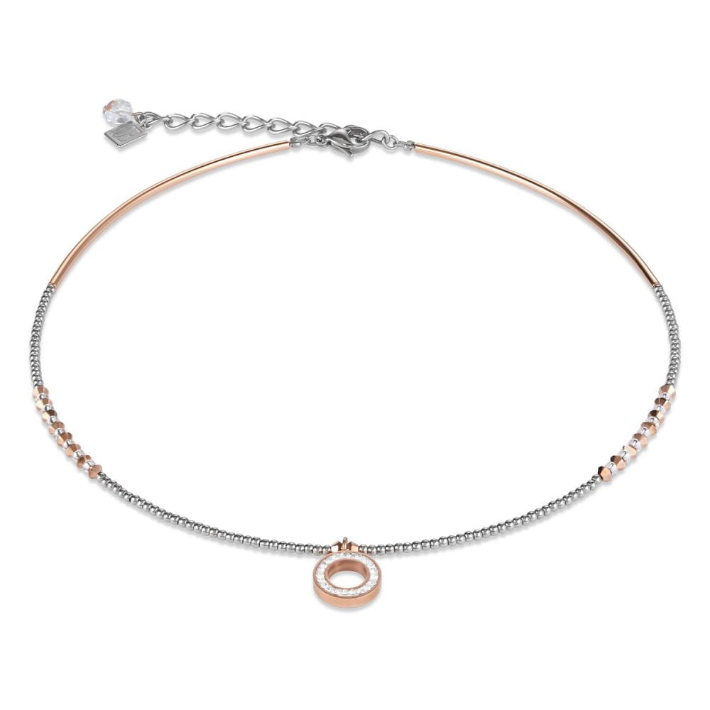 Crystal Ring Rose Gold Pendant, Stainless Steel Necklace