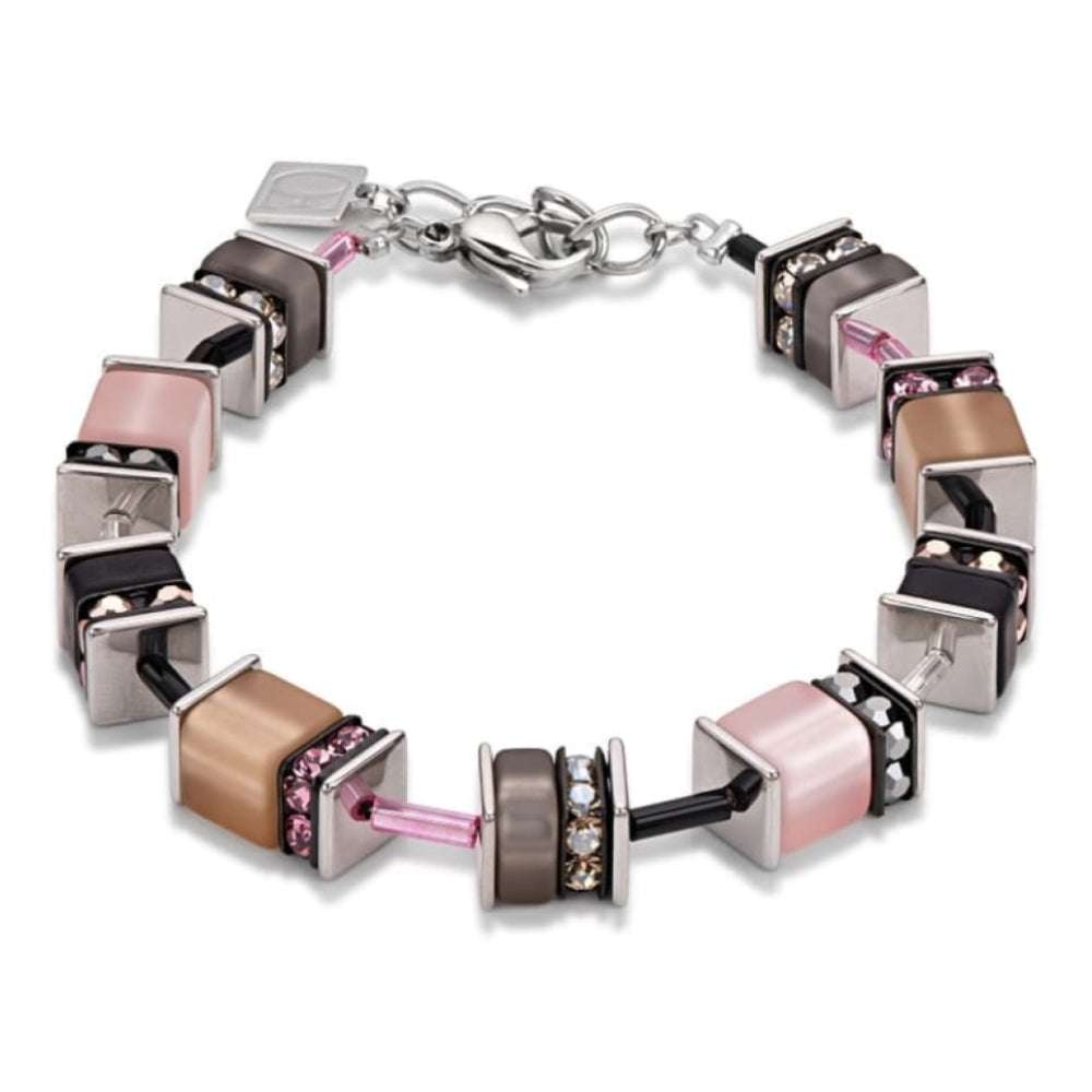 Pink and Beige Geo Cube Bracelet