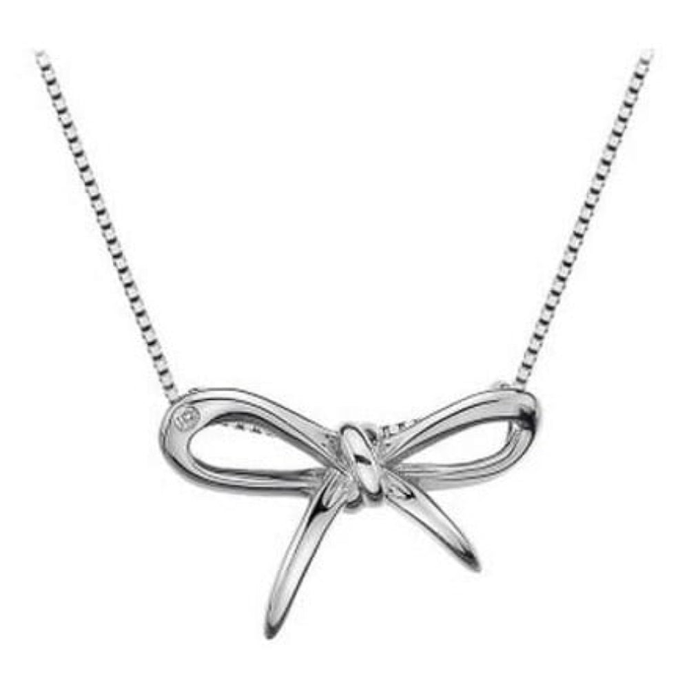 Silver Plated Flourish Bow Pendant Necklace