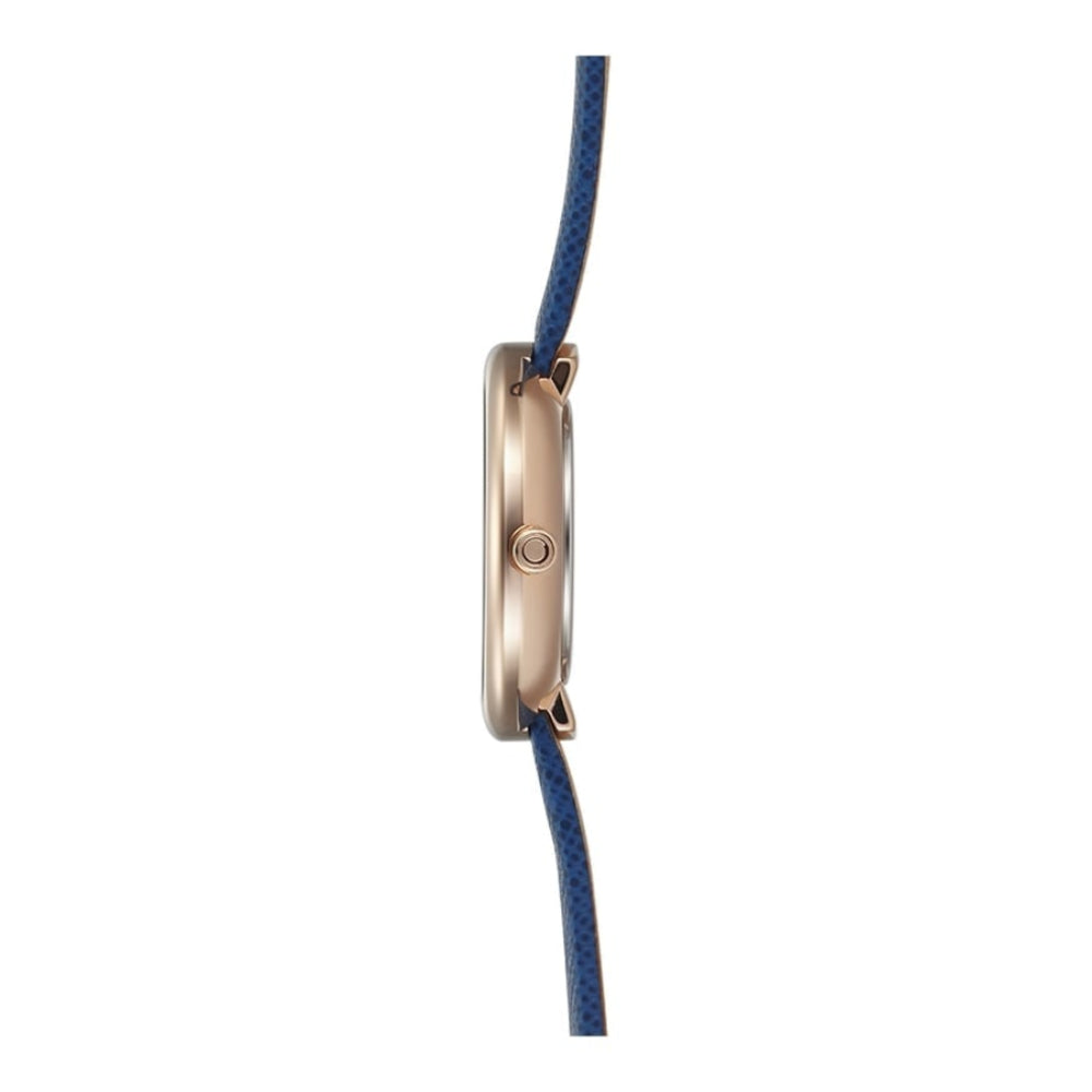 STILLE - NAVY Rose Gold Plated Leather Calf Watch