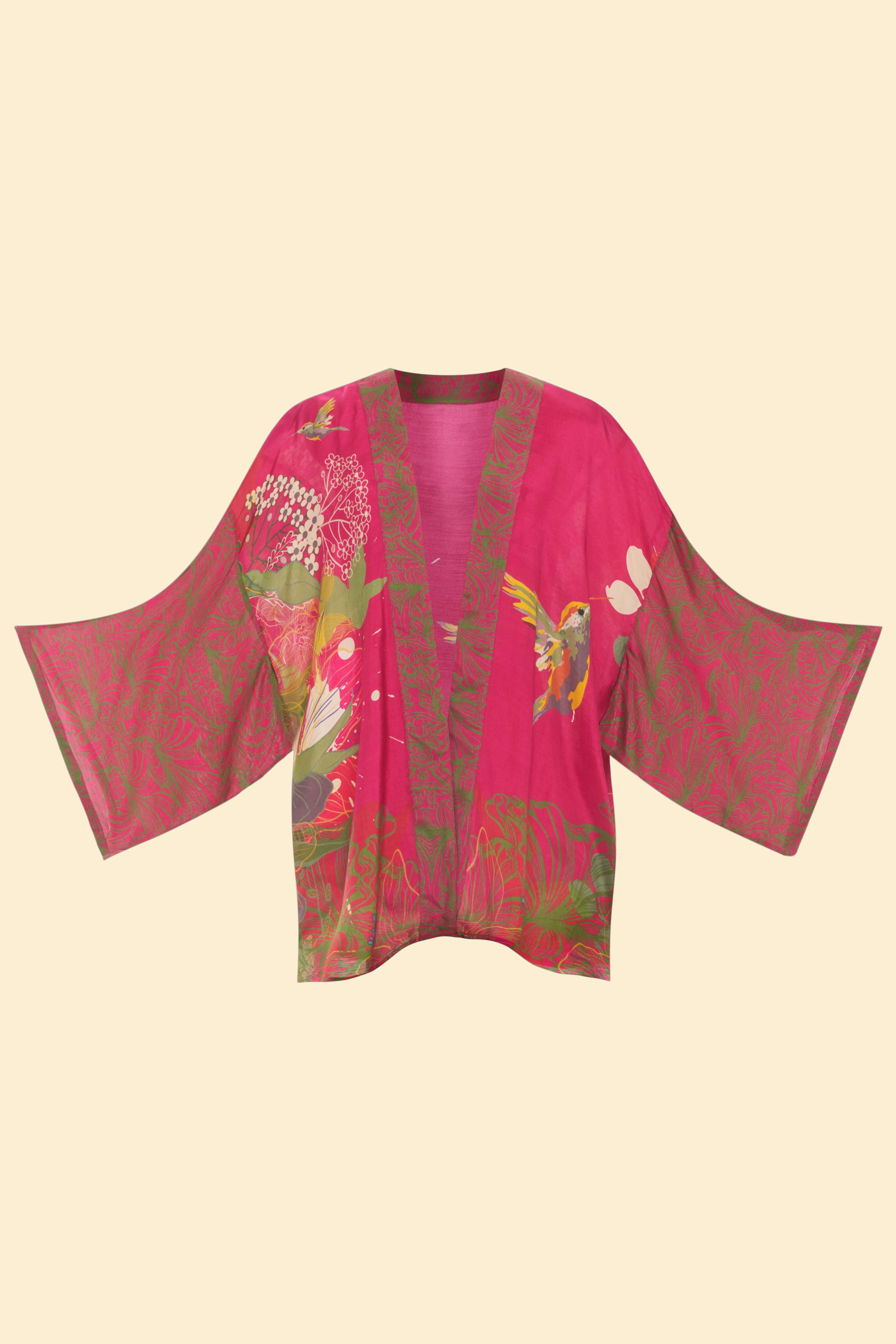 Hummingbird Kimono Jacket - Raspberry