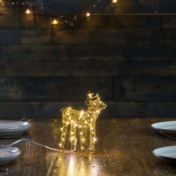 Gold Wire Reindeer Small LED