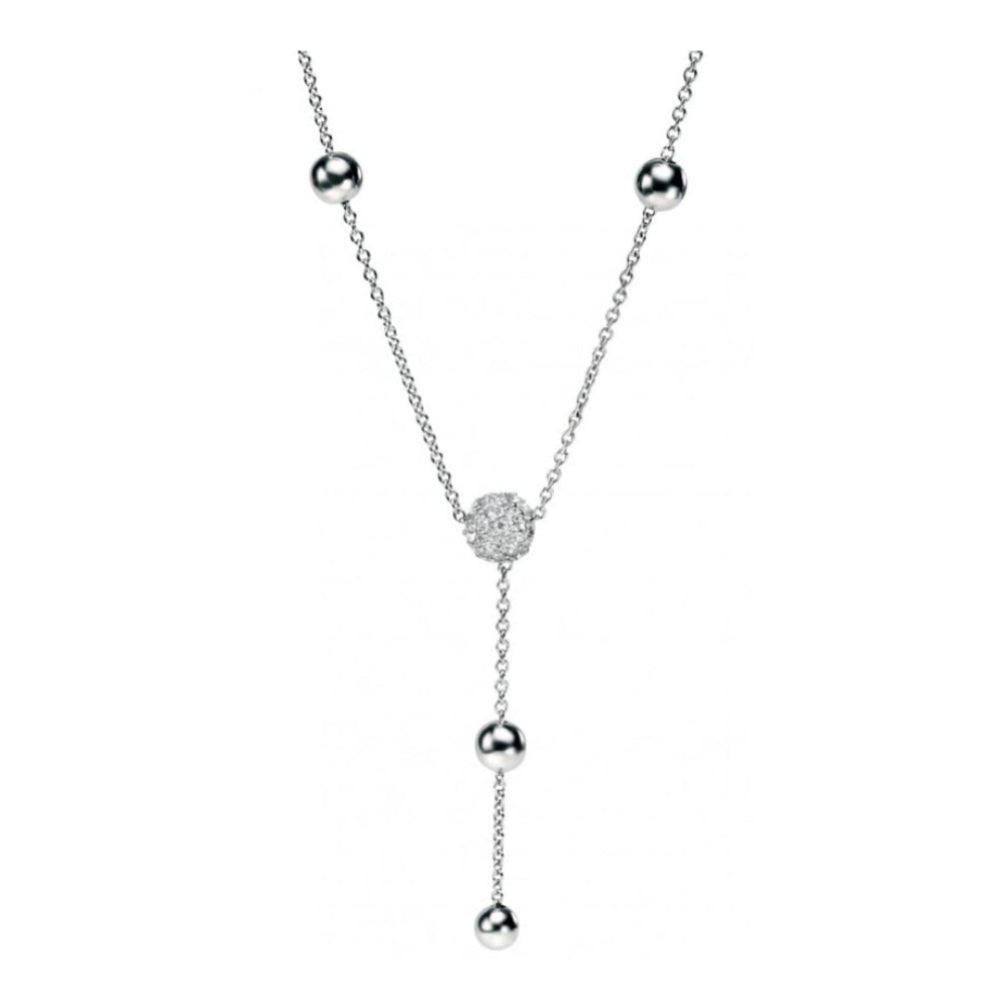 Ladies Sterling Silver And Cubic Zirconia Pendant Decorative Necklace