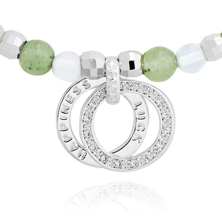 Wellness Gems | Silver | Opalite And Aventurine Bracelet | 17.5cm Stretch
