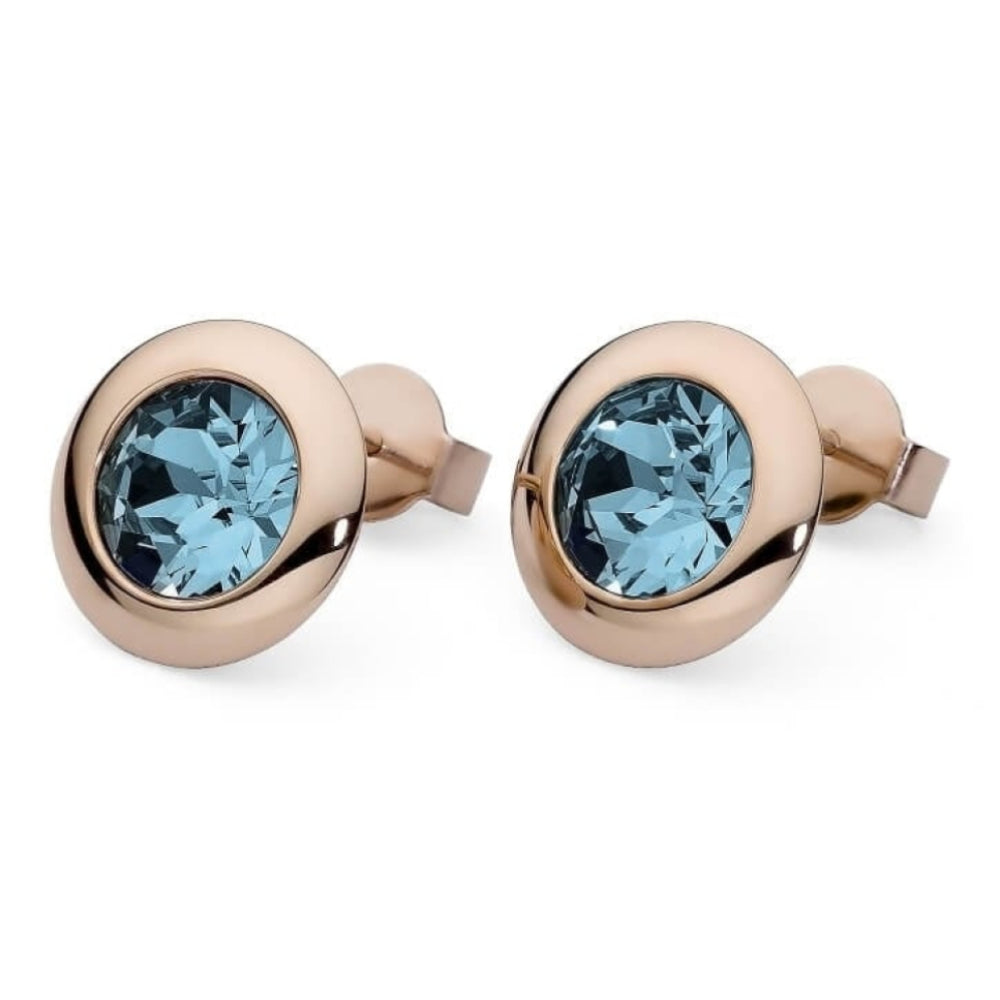 Rose Gold 13mm Denim Blue Tarent Earrings