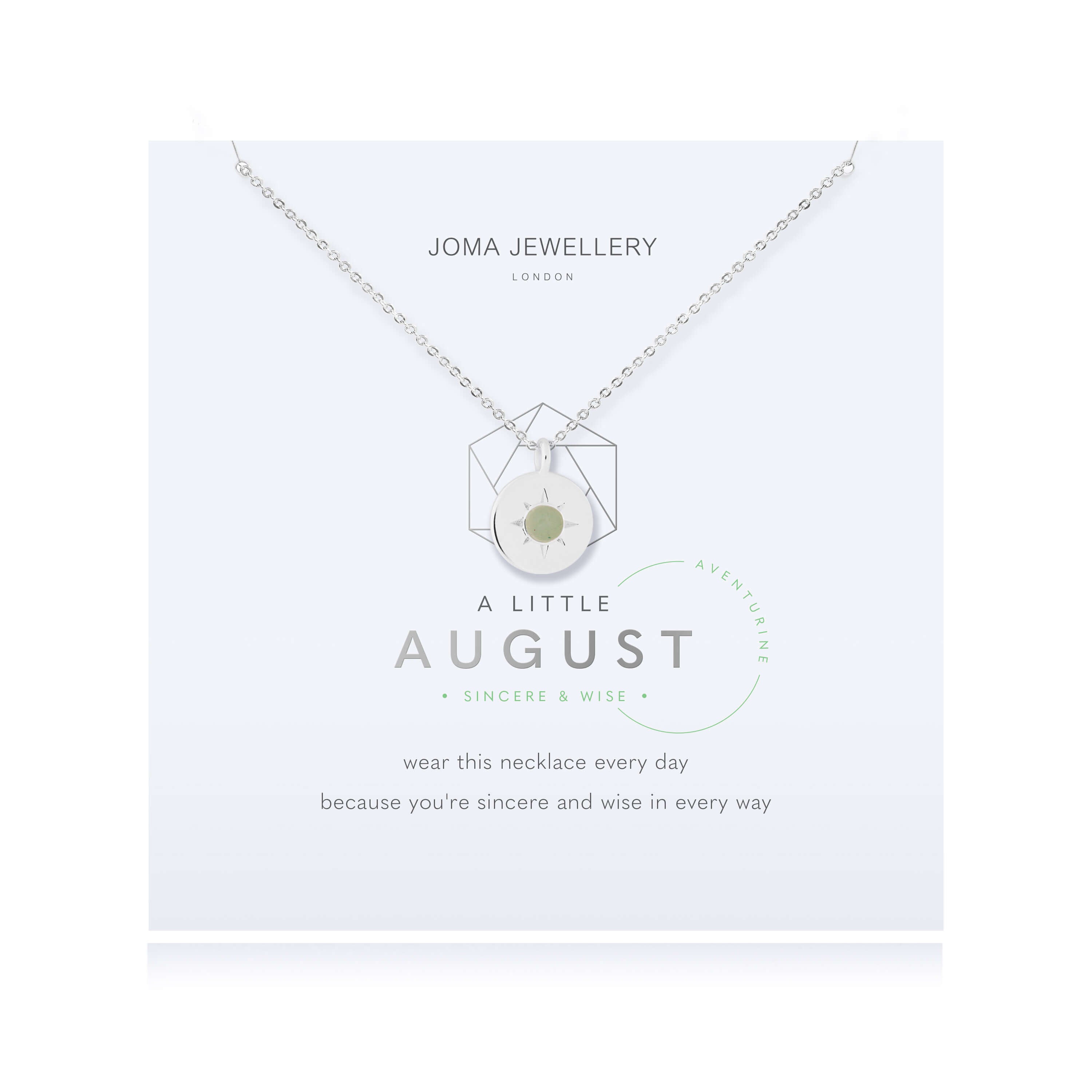 Birthstone A Little Necklace | August Aventurine | Silver | Necklace | 46cm + 5cm Extender