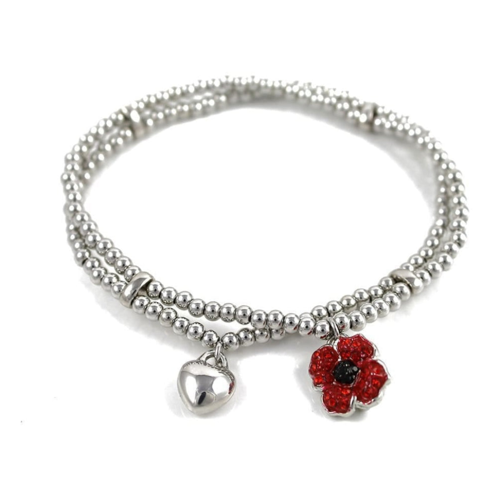 Double Row Stretch Charm Poppy Bracelet