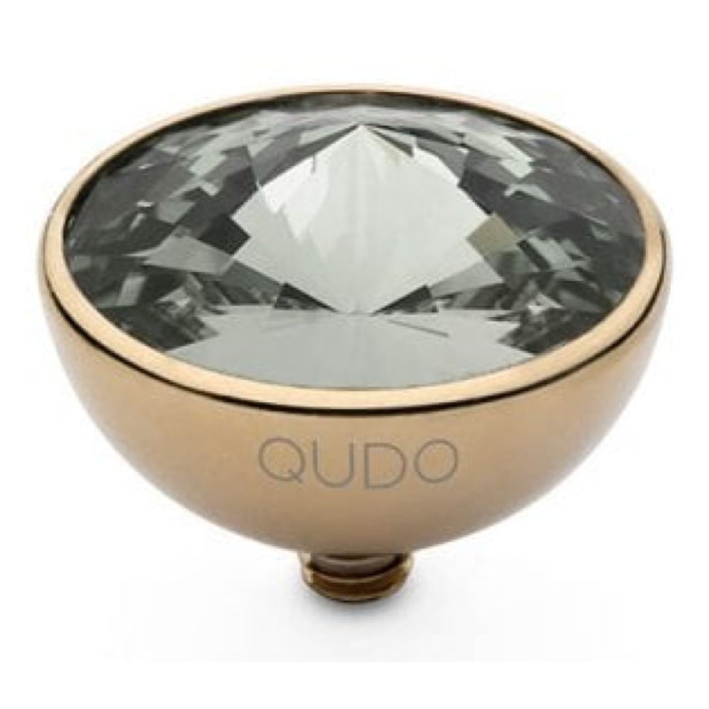 Famosa Gold 13mm Bottone Ring Top Black diamond
