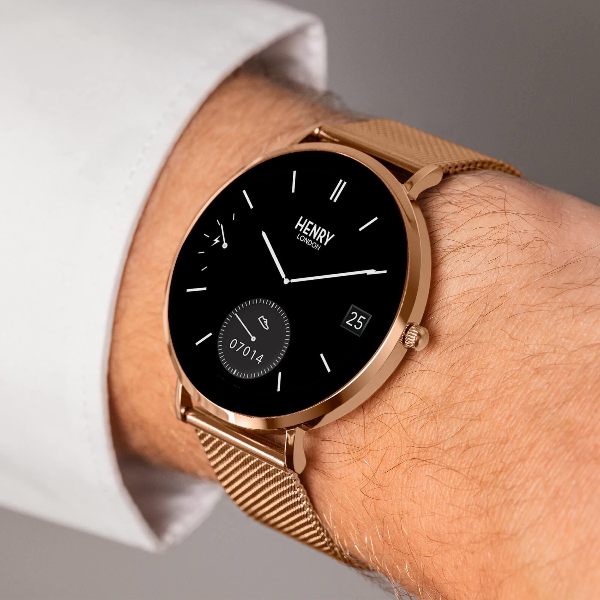 Smart Amoled Rose Gold Mesh Strap Watch