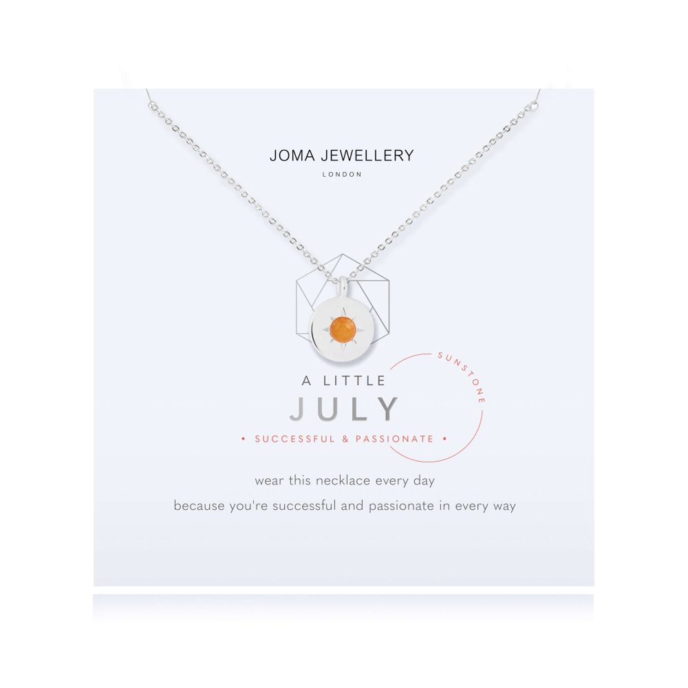 Birthstone A Little Necklace | July Sunstone | Silver | Necklace | 46cm + 5cm Extender