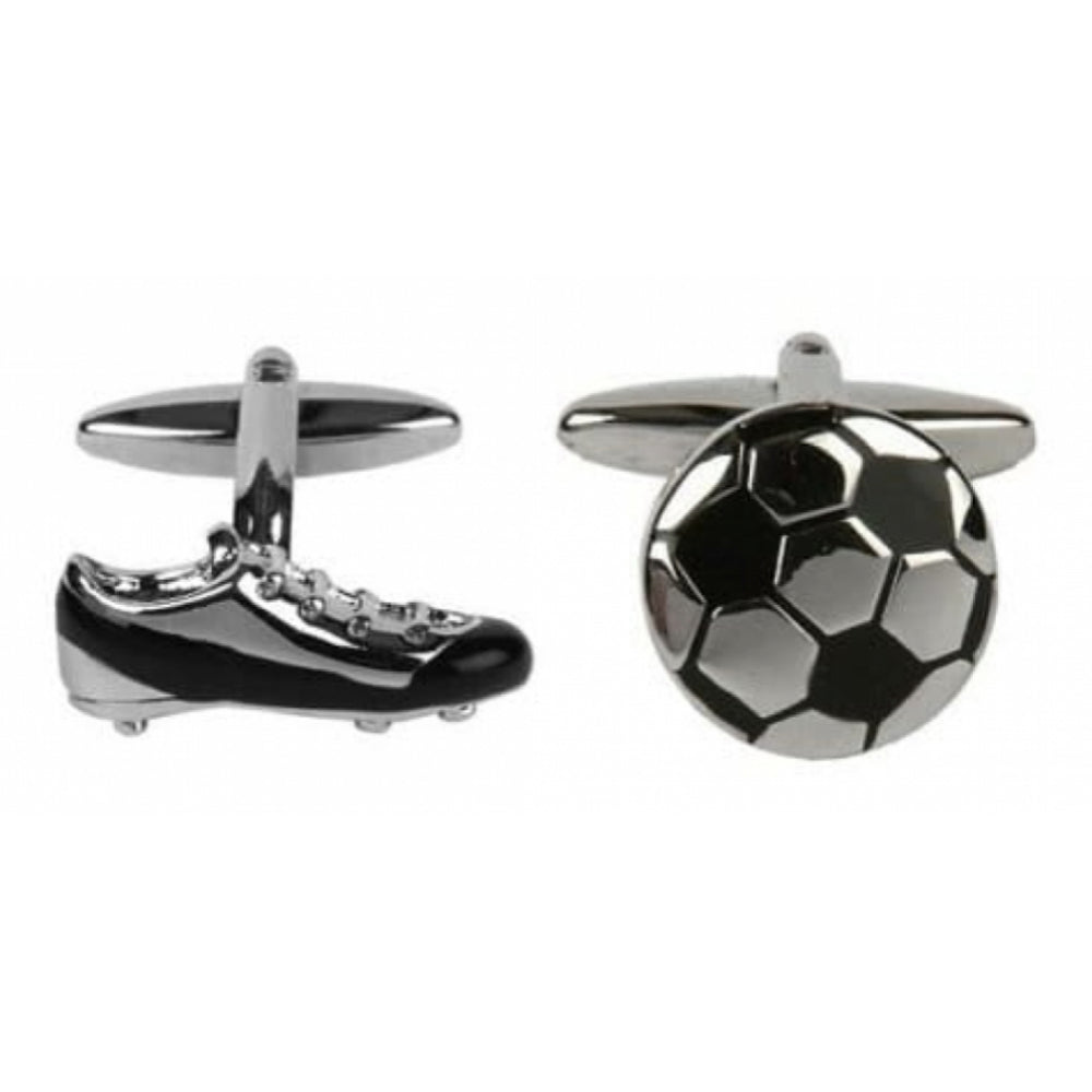 Rhodium Plated Football & Boot Cufflinks