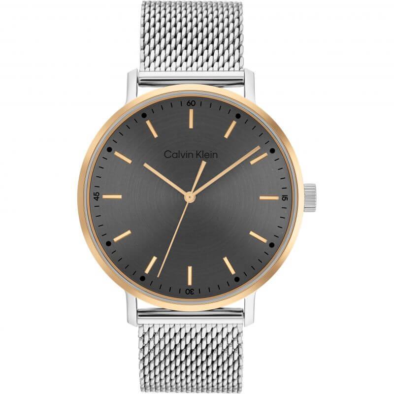 Modern Sunray Grey Dial Rose Gold Bezel & Steel Mesh Bracelet Strap Gents Watch
