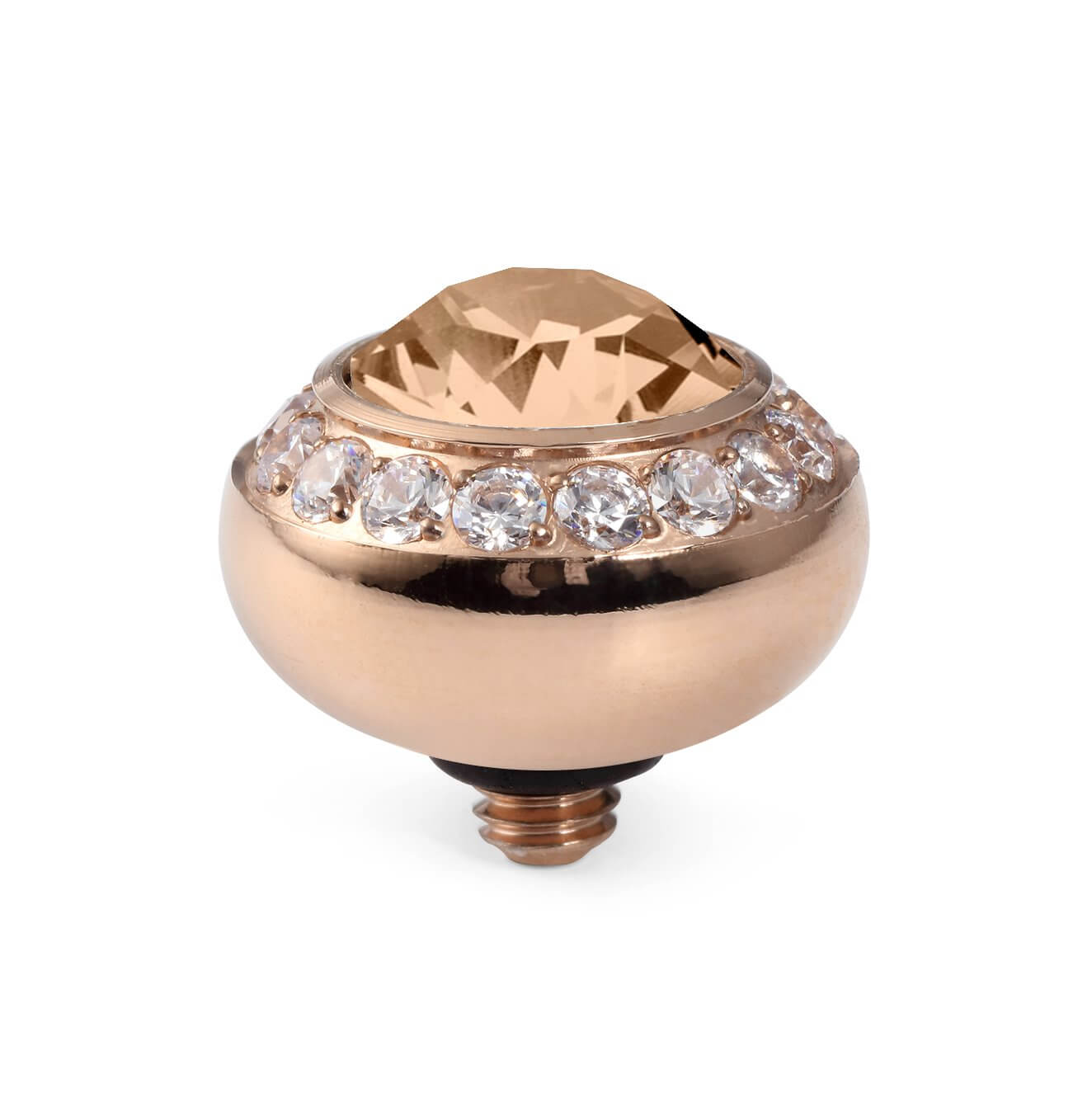 TONDO DELUXE Rose Gold 10mm Light Peach Ring Top