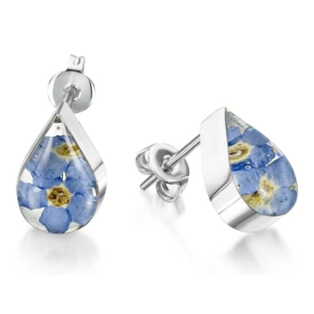 Silver Stud - Forget-me-not - Teardrop