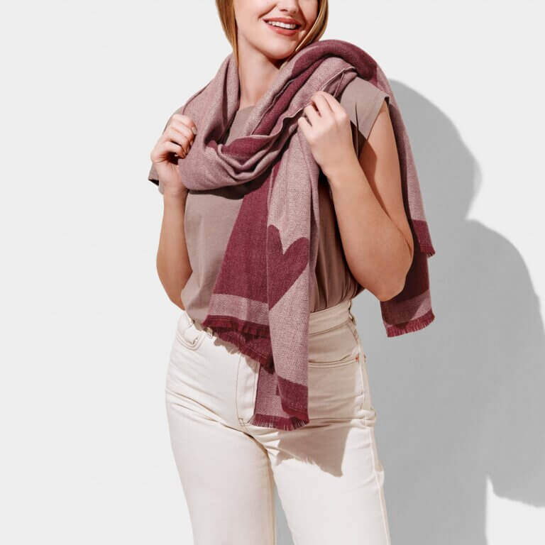 Printed Blanket Scarf | Large Heart | 190cm X 75cm