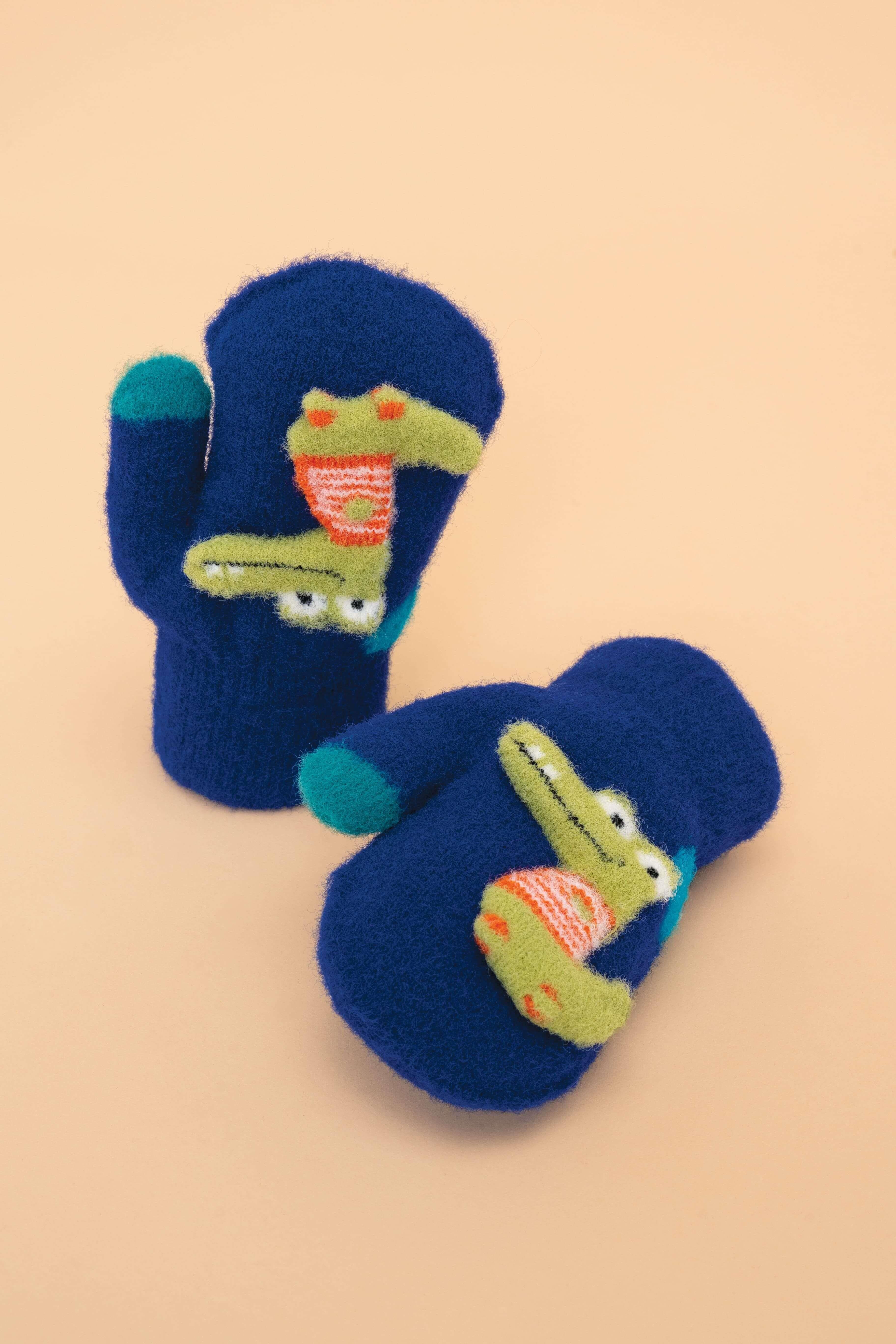 Pals Mittens - Smiley Croc Royal Blue