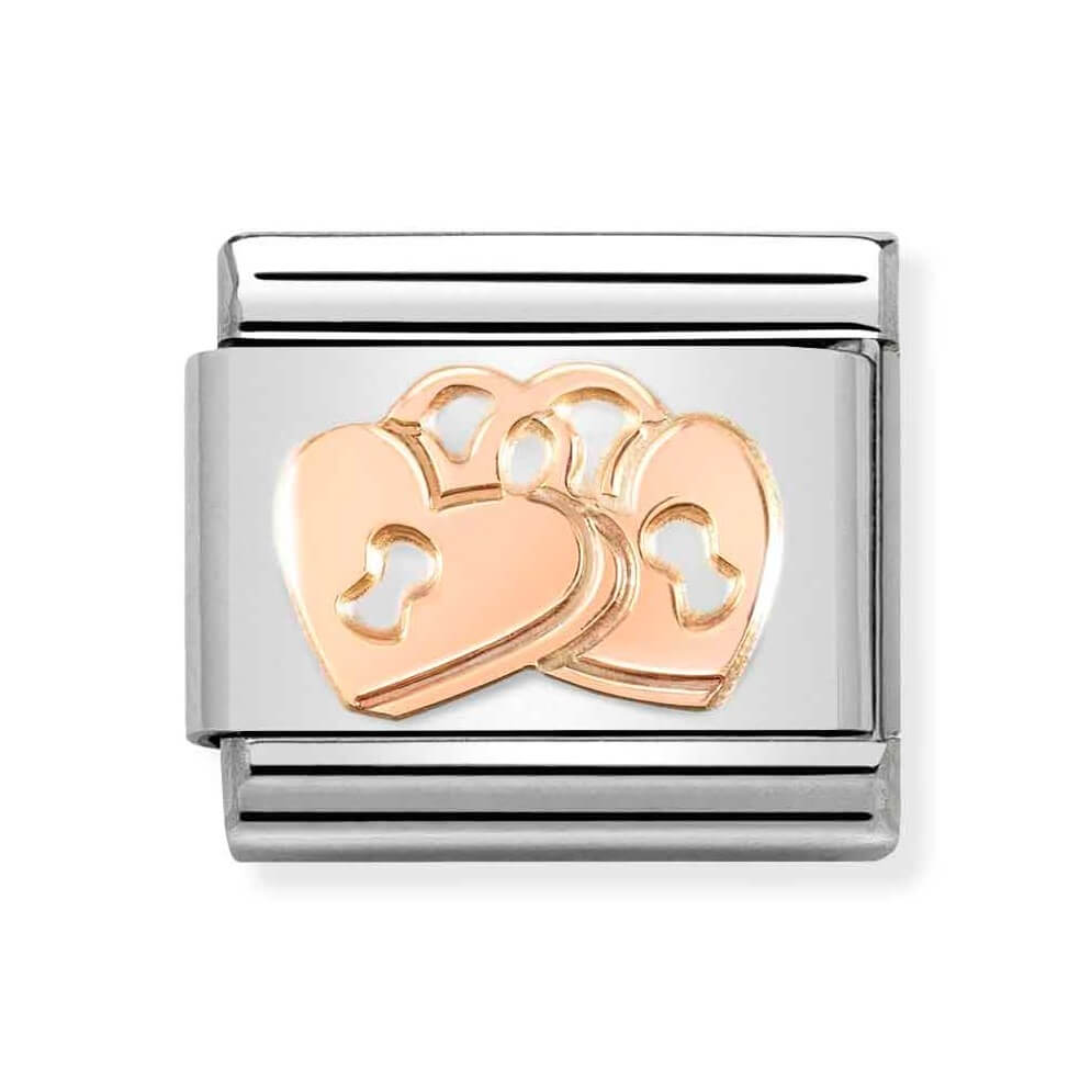 Classic Composable Link In 9K Rose Gold With Padlock Hearts Symbol
