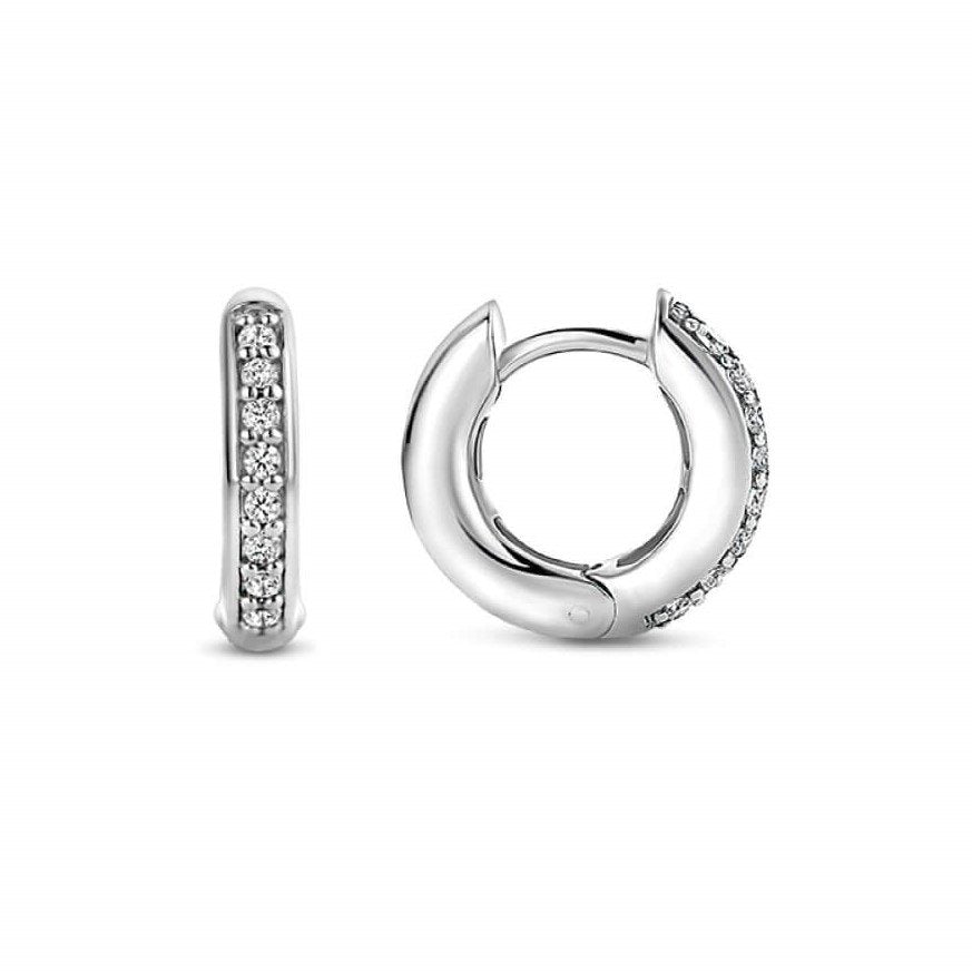 Silver CZ Set Small Hoop Earrings