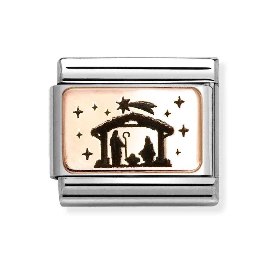 Composable Classic Link With Nativity In 9K RG & Black Enamel