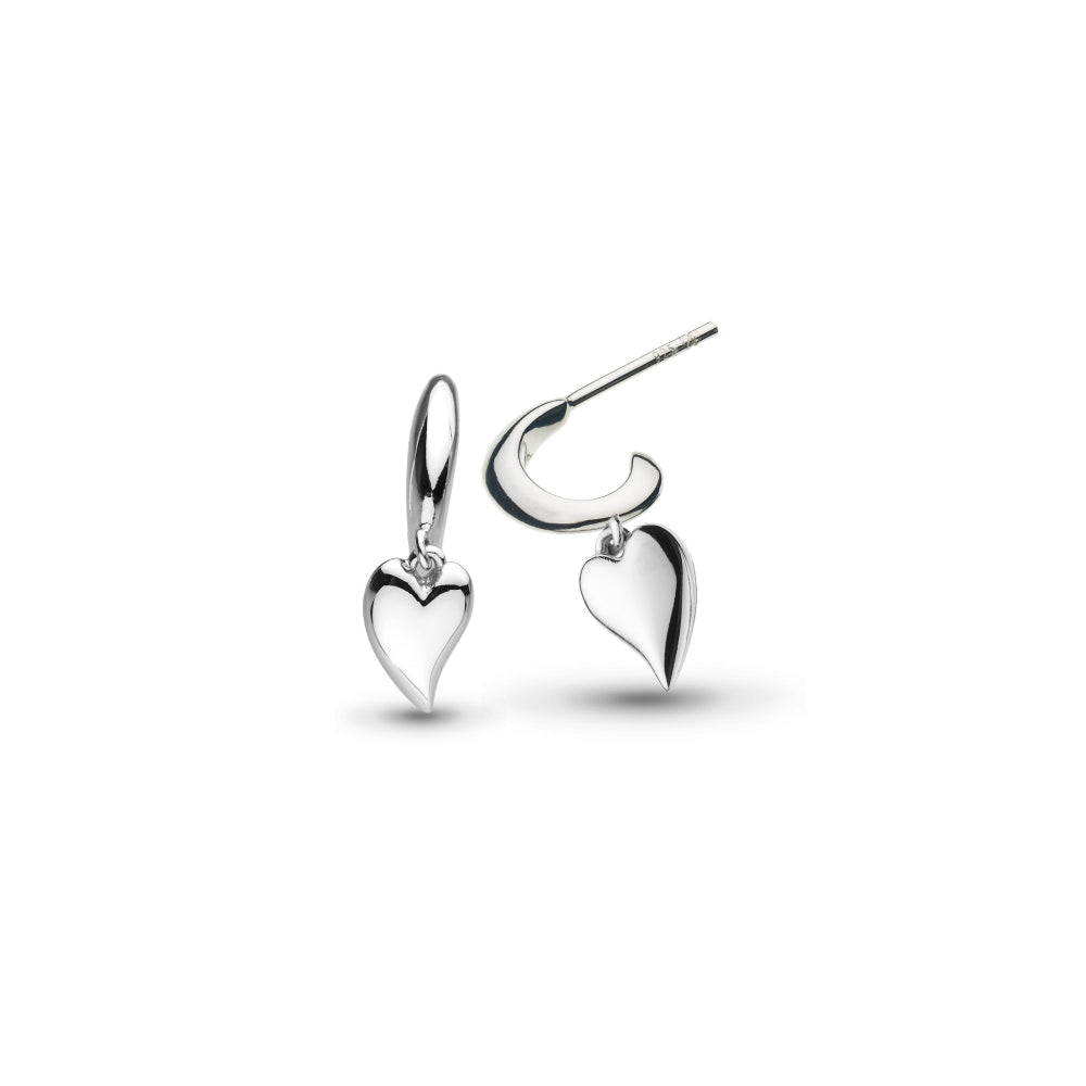 Desire Kiss Mini Heart Semi Hoop Stud Drop Earrings