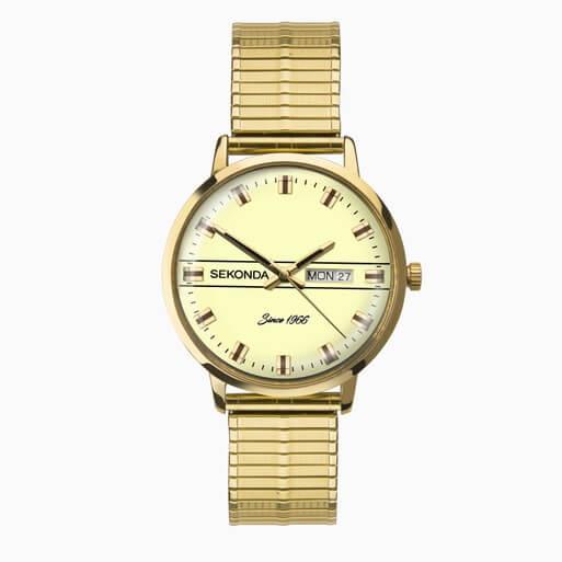 Gold Case With Cream Dial & Gold Tone Expander Bracelet Men's Heritage Watch