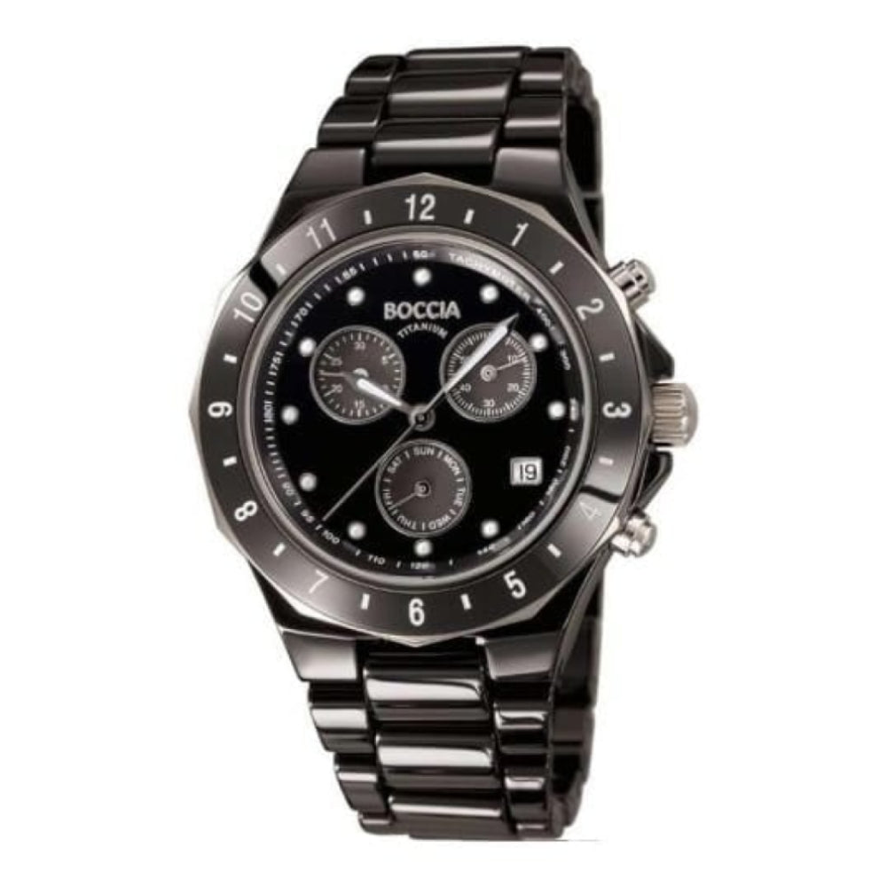 Ladies Black Ceramic Chronograph Bracelet Watch