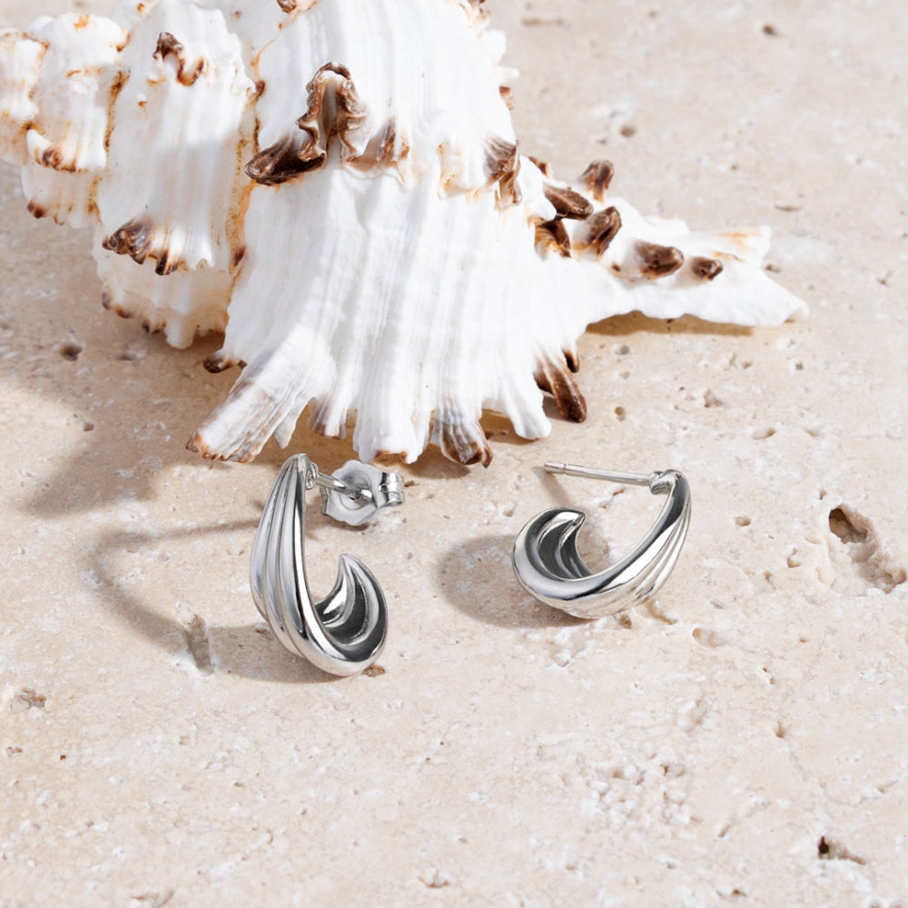 Oceane Shell Wave Hoop Earrings