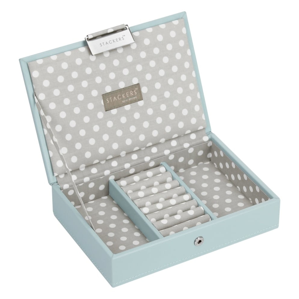 Duck Egg & Grey Polka Mini Lidded Stacker