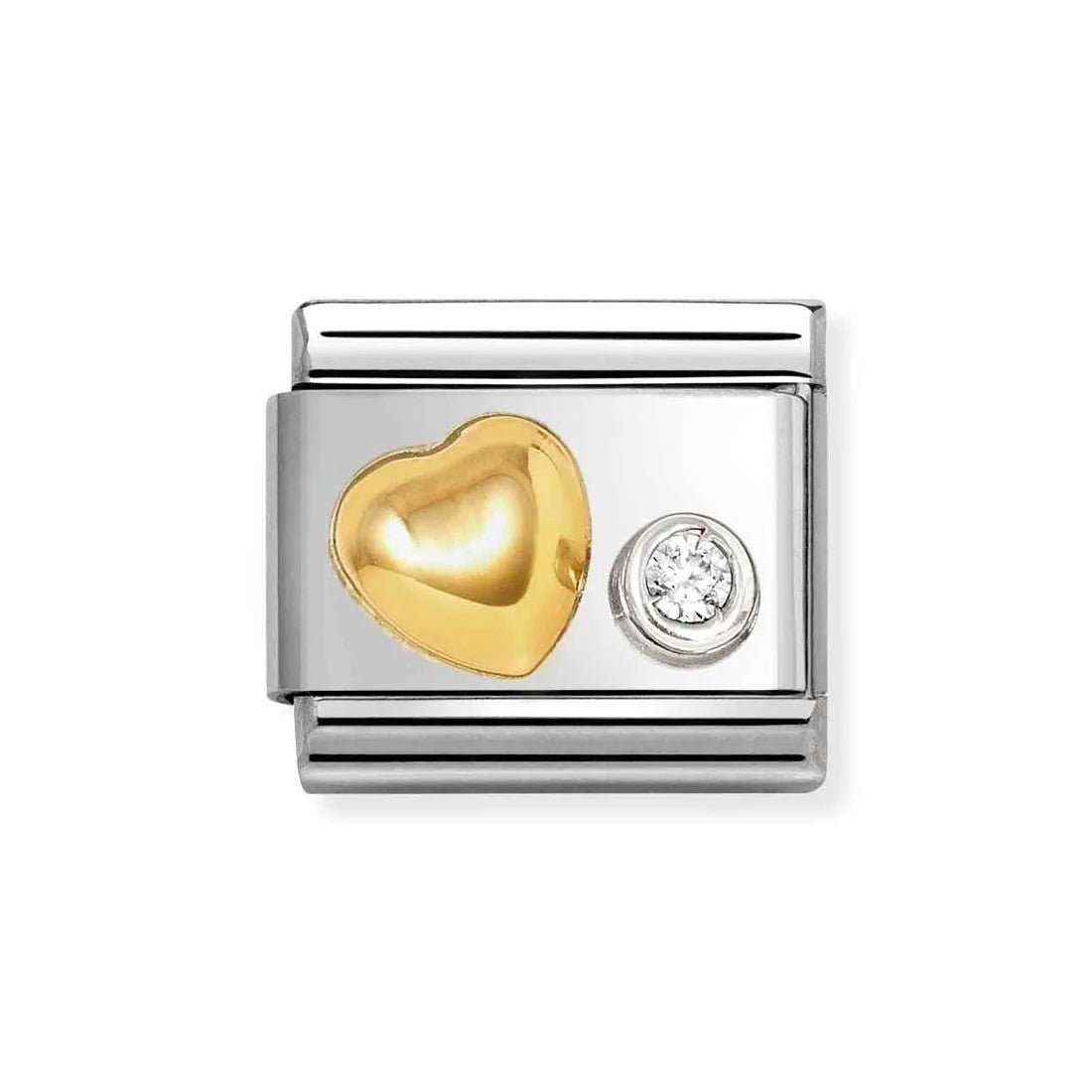 Composable Classic Heart In 18K Gold & CZ Set In Silver Charm