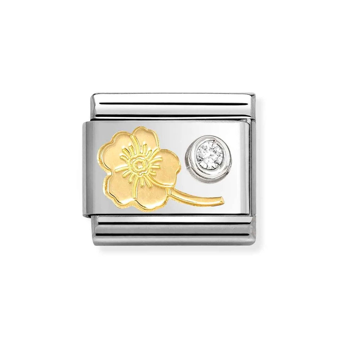 Composable Classic Forget-Me-Not In 18K Gold & CZ Set In Silver Charm