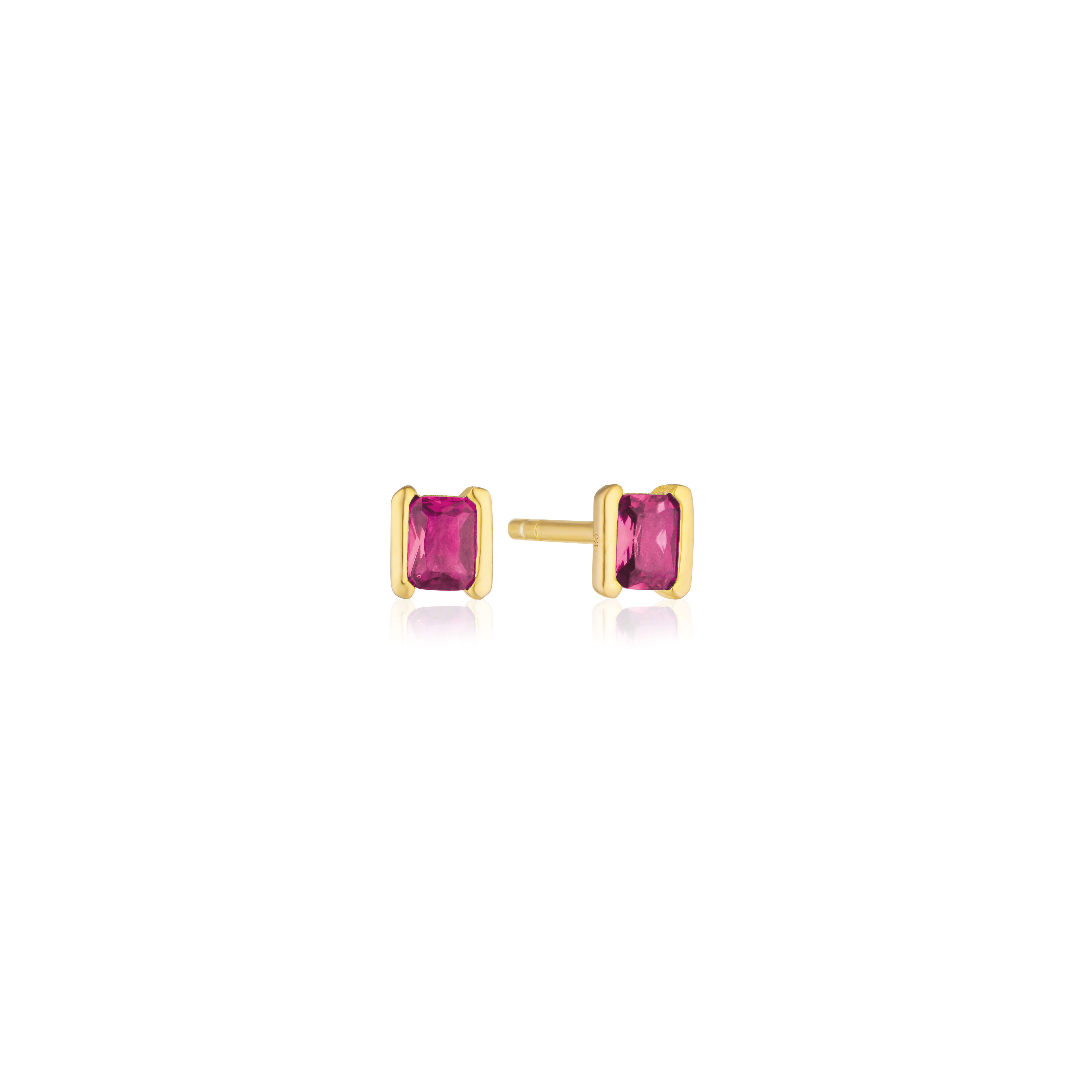 Roccanova Piccolo Earrings In 18k Gold Plated With Pink Zirconia