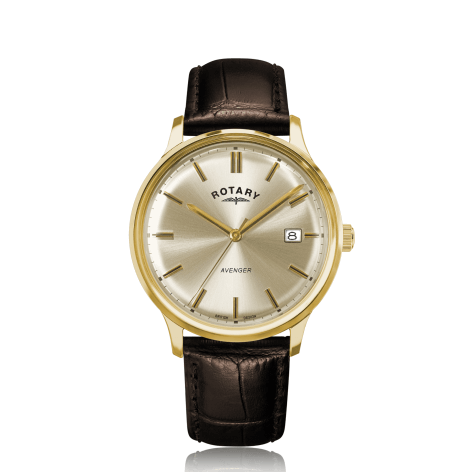 Gents Leather Watch Gold Plate