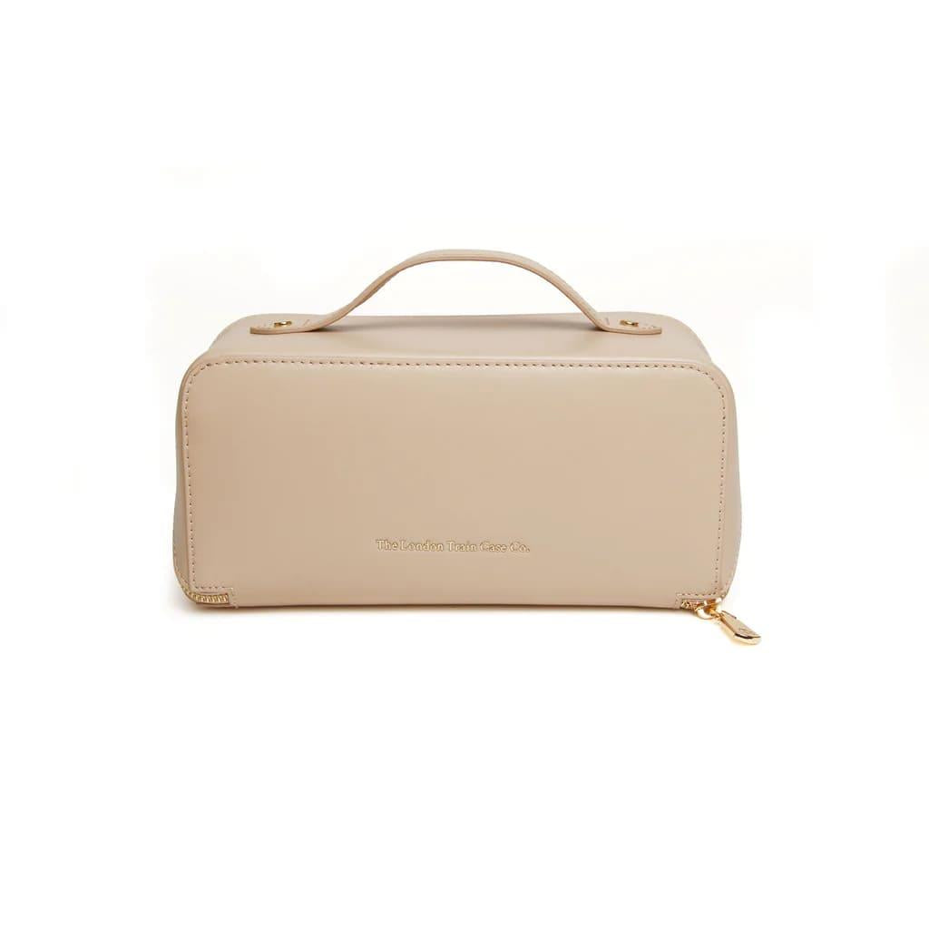 The London Train Case Co.- Stone Leather Train Case