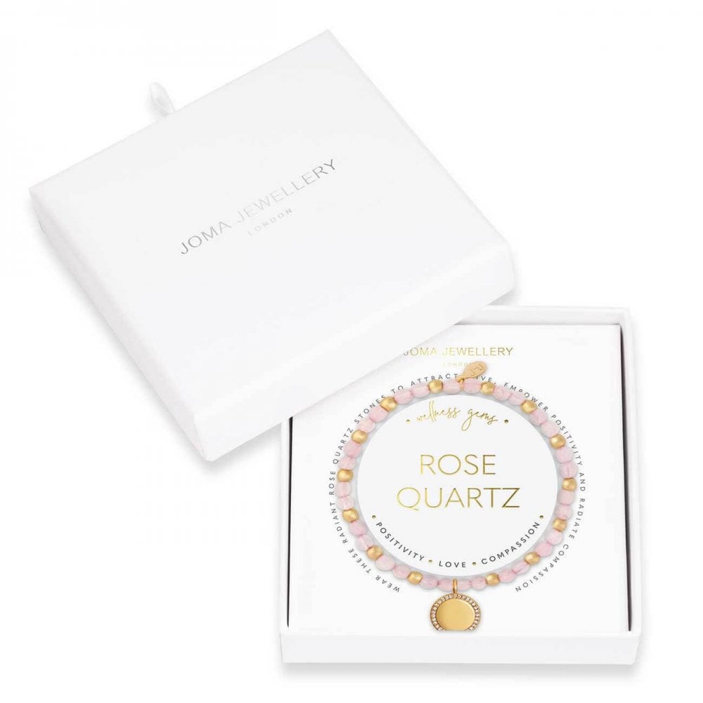 Wellness Gems | Gold | Rose Quartz Bracelet | 17.5cm Stretch