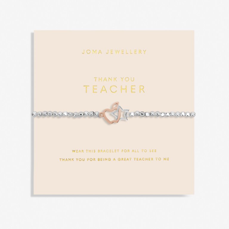 Forever Yours 'Thank You Teacher' Silver & RG Plated Bracelet