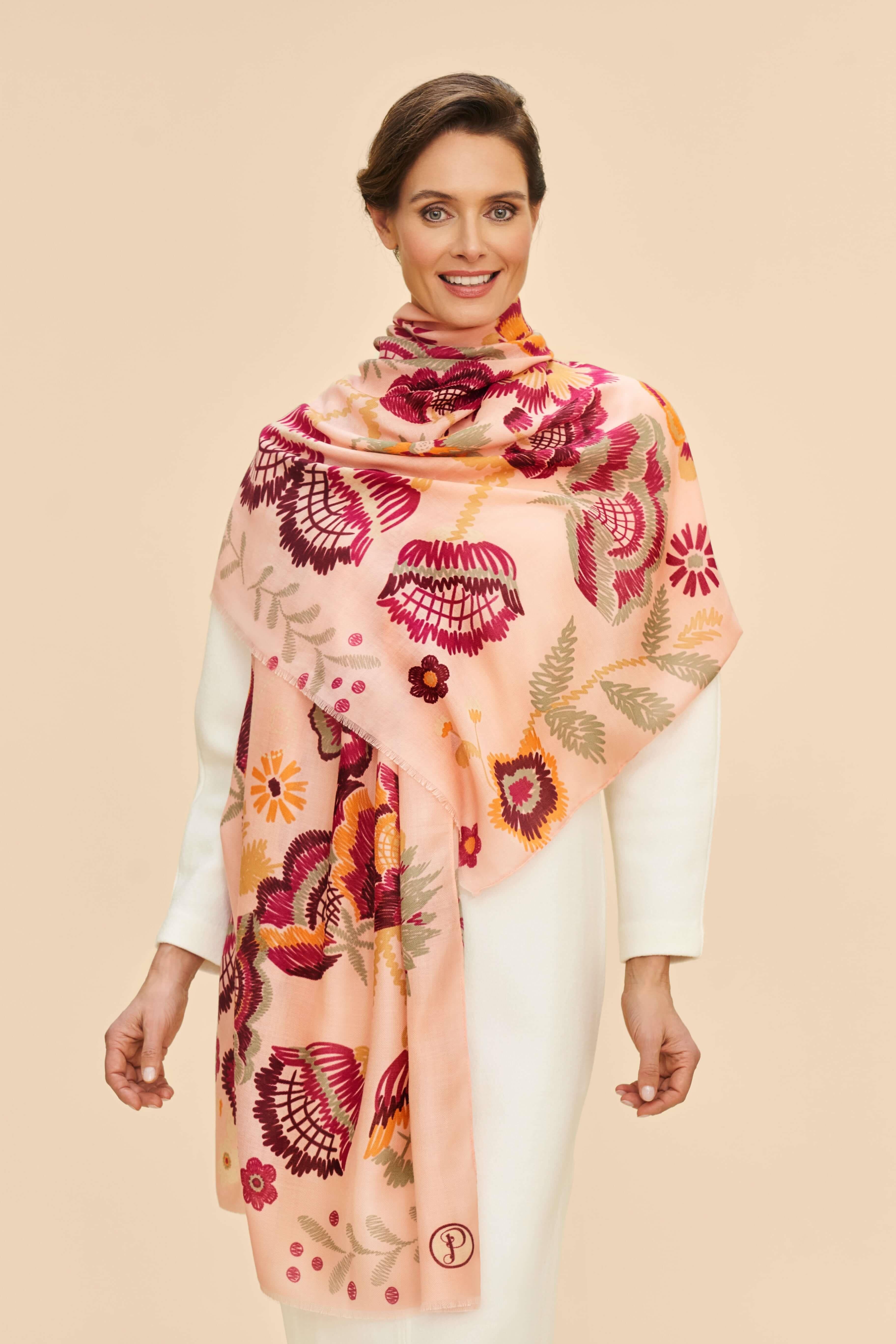 Printed Floral Symmetry Scarf
