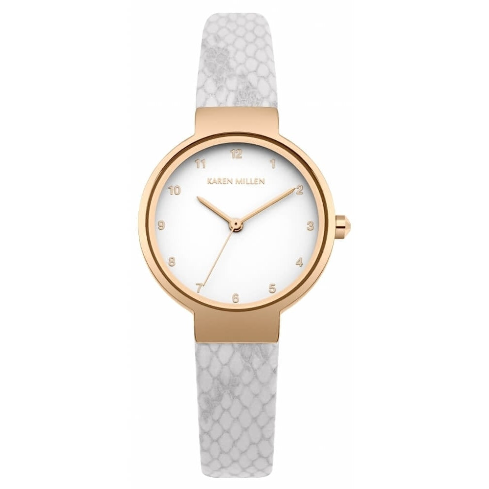 Light Grey Snake Pattern Leather Strap Watch