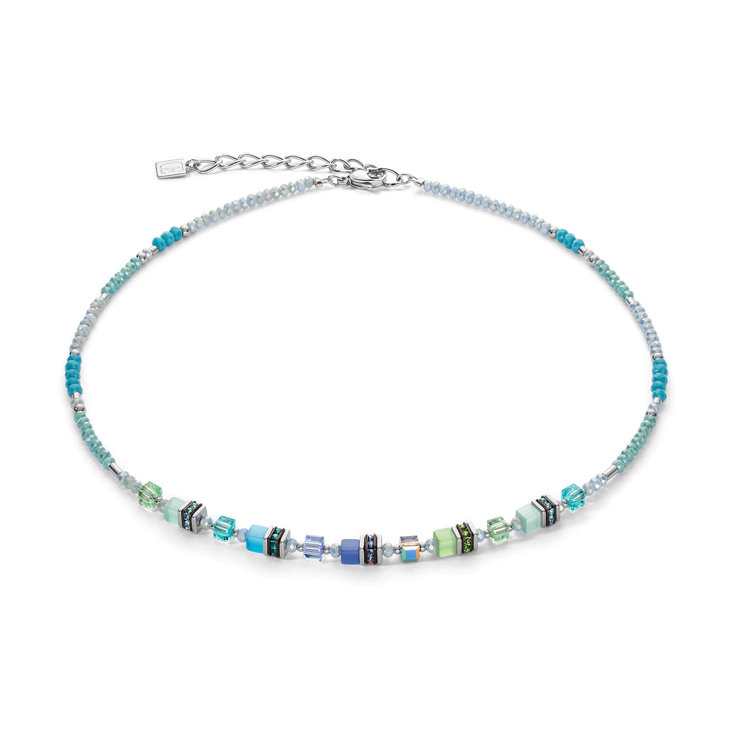 Cube Story Sparkling Blue Green Necklace