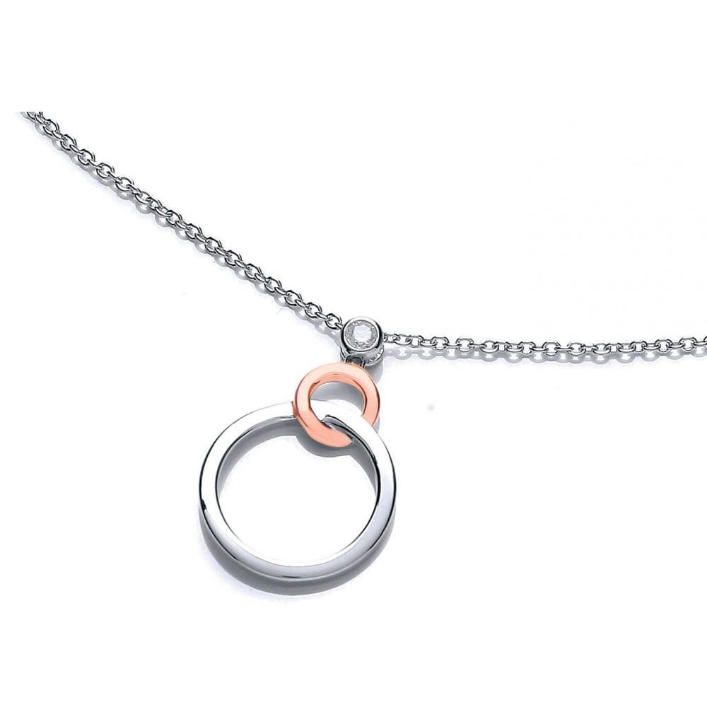 Silver And Rose Gold Linked Circles Necklace