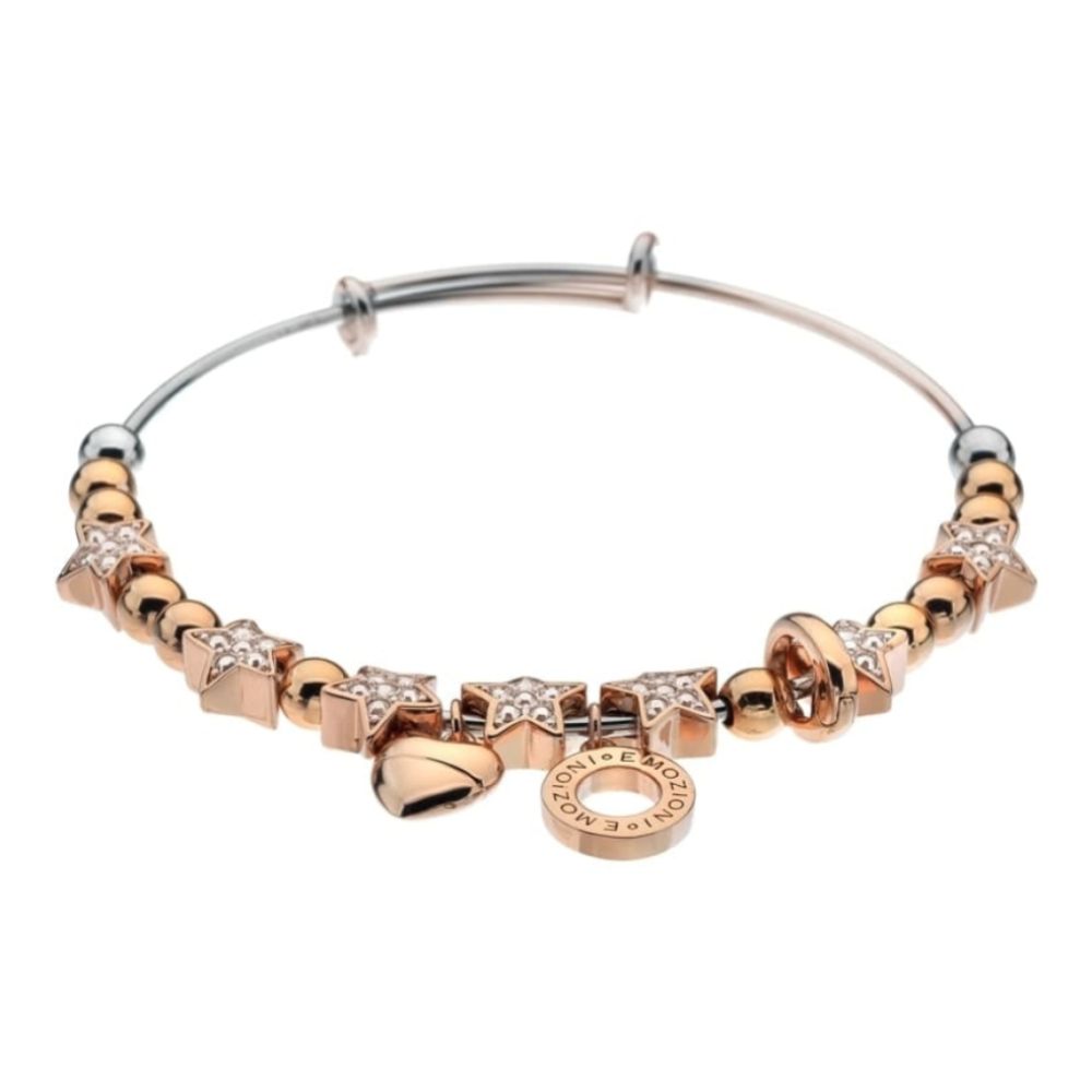 Emozioni Rose Gold Plate Champagne Star Bangle