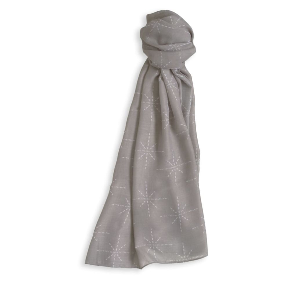 SENTIMENT SCARF - ''TIS THE SEASON TO SPARKLE - charcoal - 184x86cm