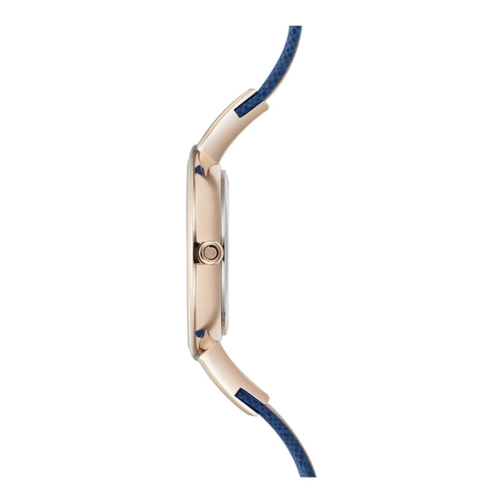 SOL - NAVY Rose Gold Plated Leather Calf Watch