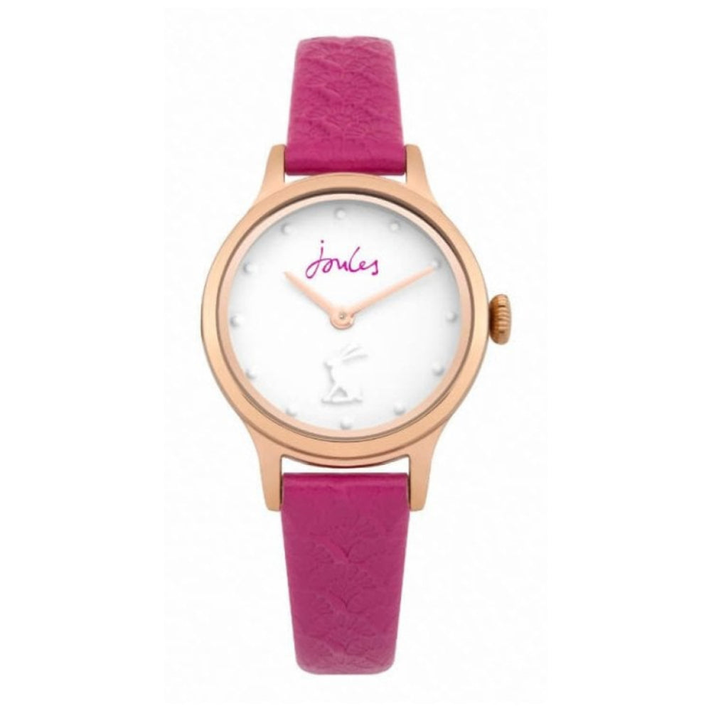 Berry Leather Strap White Dial Ladies Watch