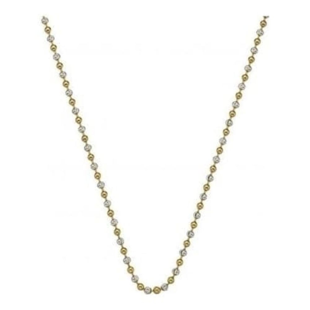 Sterling Silver and Yellow Gold Plate Accent Bead Chain - 24"
