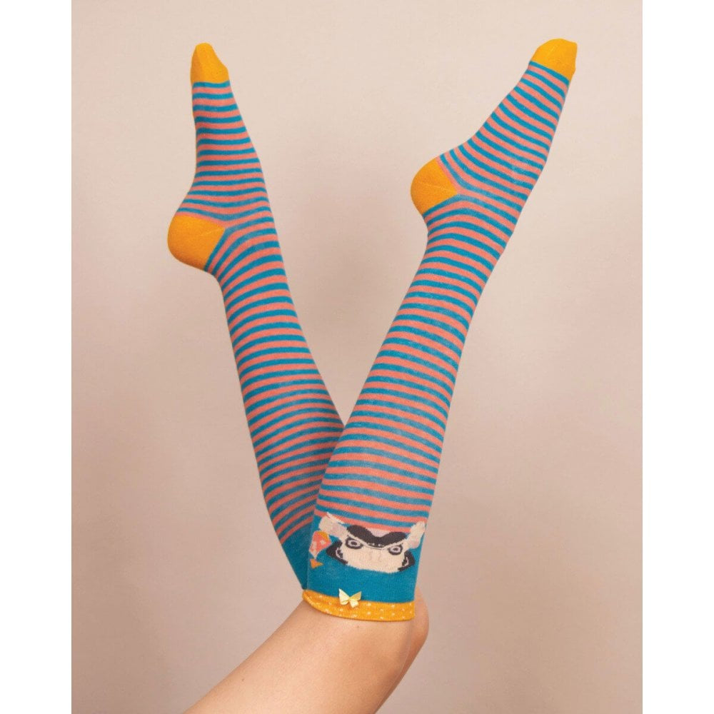 Ladies Knee High Sock - Cocktail Pug