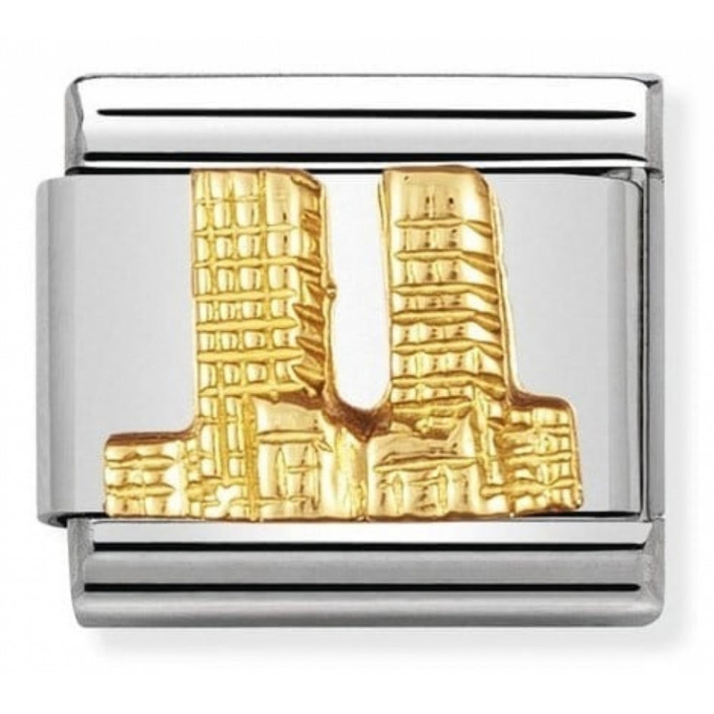 Classic Twin Towers In Stainless Steel With 18k Gold Charm
