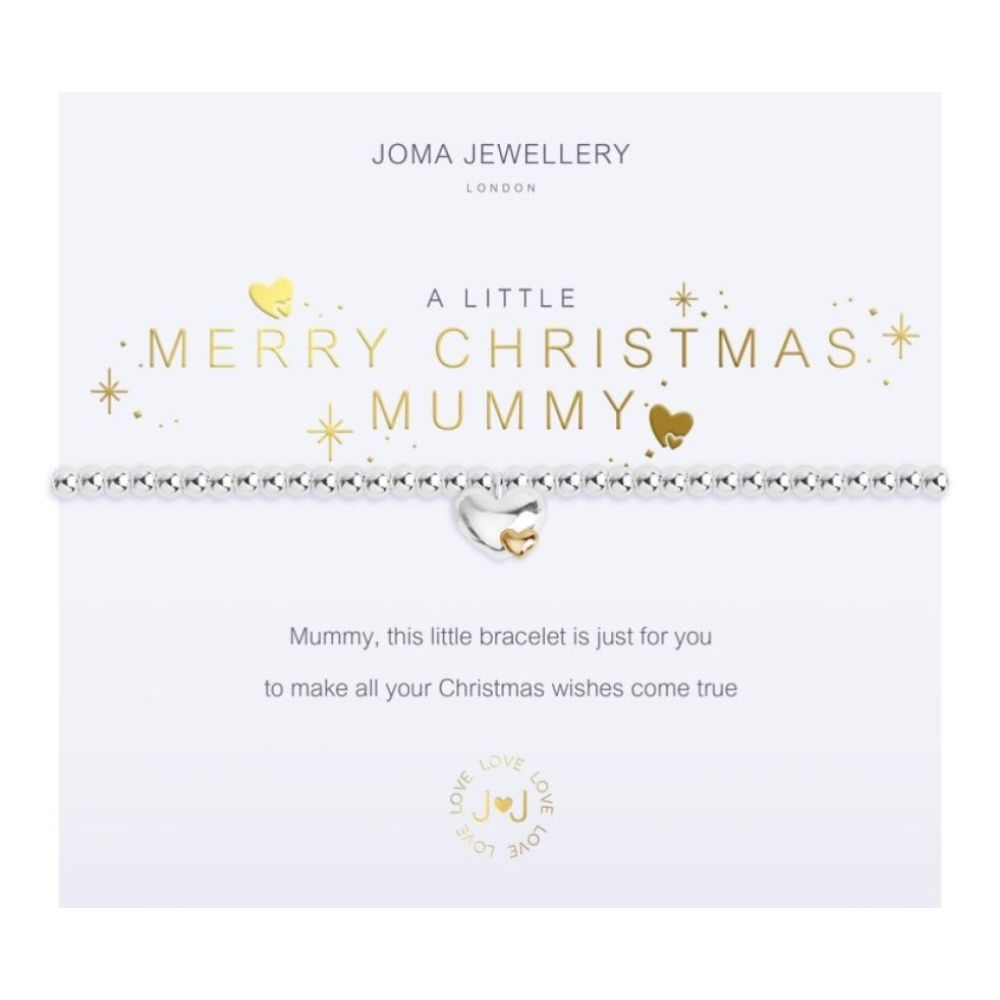 A Little - Merry Christmas Mummy - Silver/Yellow Gold- 17.5cm Stretch Bracelet