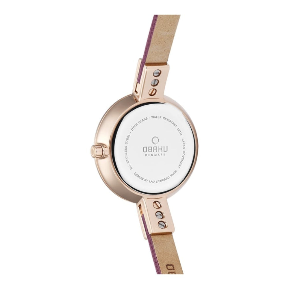 SIV- CHERRY Rose Gold Plated Leather Calf Watch